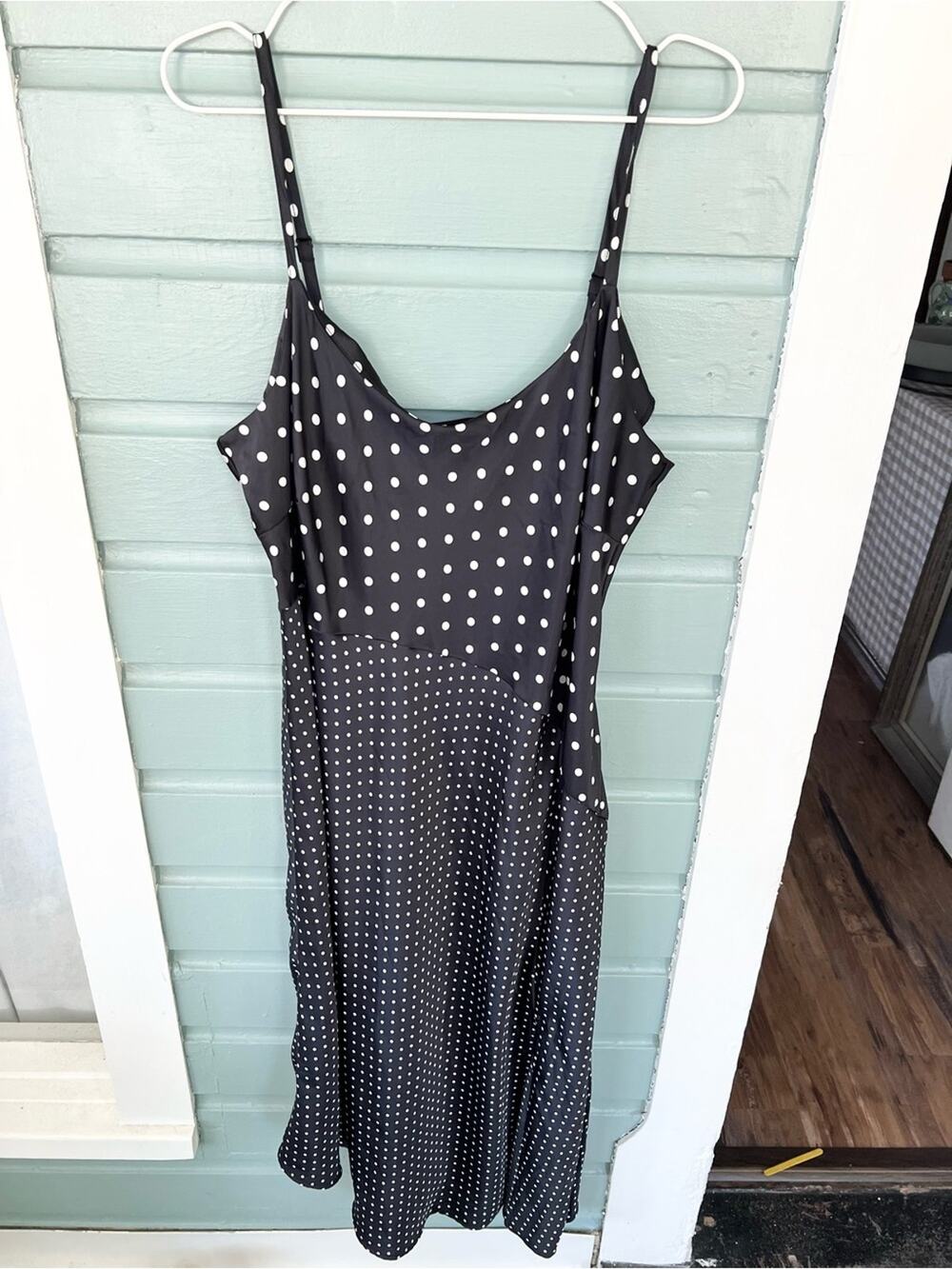 Target a new day black and white polka dot satin slip dress summer date XXL
